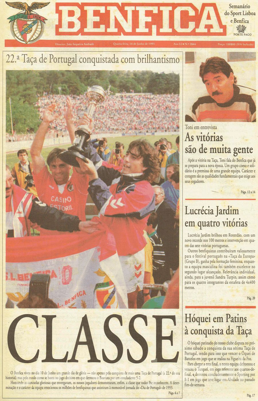 jornal o benfica 2644 1993-06-16